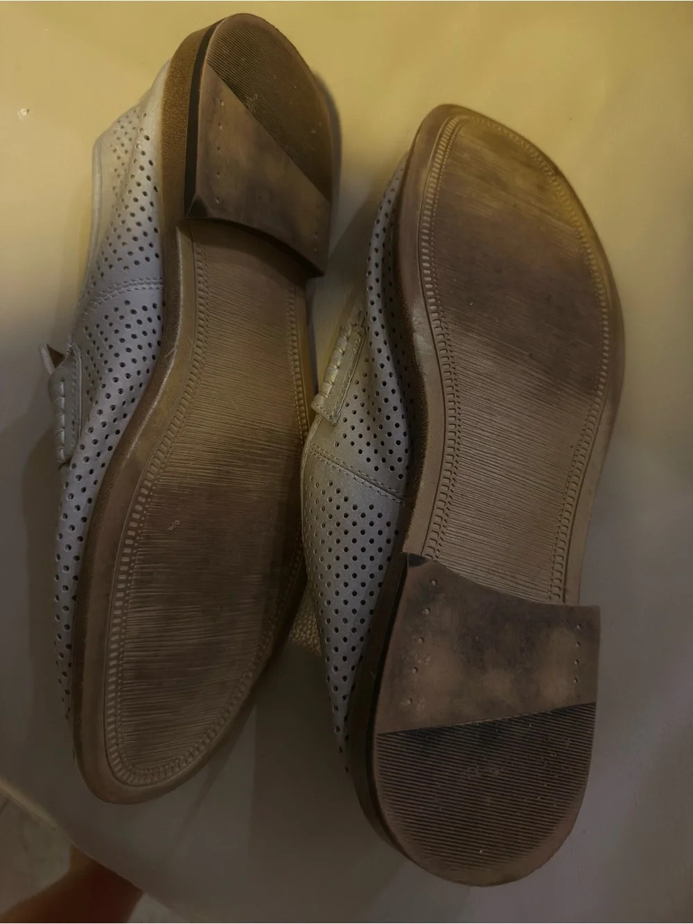 Dexter Perforated Slip-On Loafers in Light Gray